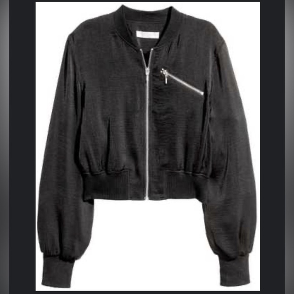 H&M Jackets & Blazers - H&M Black Bomber Jacket Size US 8